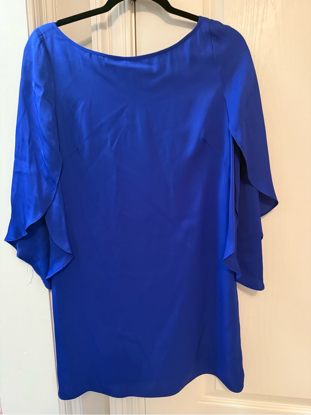 Milly Cobalt Blue Long Sleeve Cascade Dress EUC Size 4